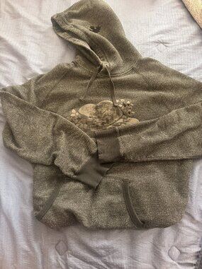 Roots Pullover Hoodie XXL Gray Beaver Logo Sweatshirt Cozy Oversized